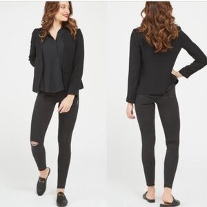SPANX Black High Rise Distressed Vintage Wash Skinny Jeans Size Small